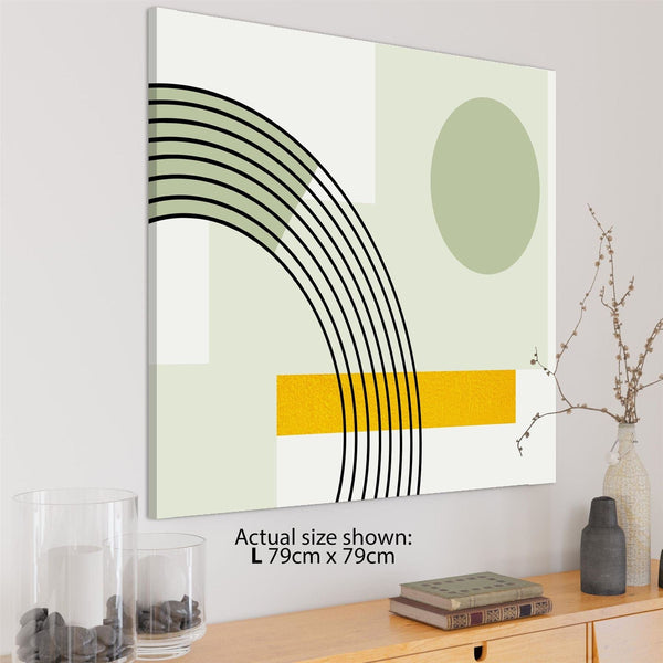 Abstract Sage Green Yellow Geometric Design Canvas Art Prints