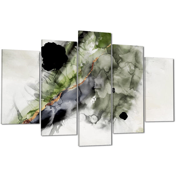 Abstract Lime Green Grey Painting Canvas Wall Art Print