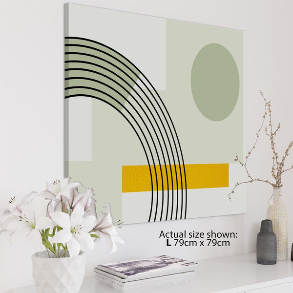 Abstract Sage Green Yellow Geometric Design Canvas Art Prints