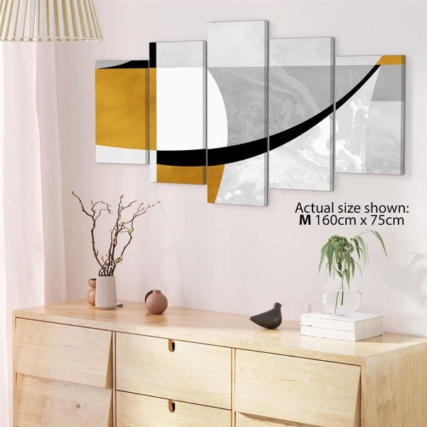 Abstract Mustard Yellow Grey Painting Canvas Art Pictures