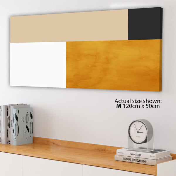Abstract Mustard Yellow White Design Canvas Art Prints