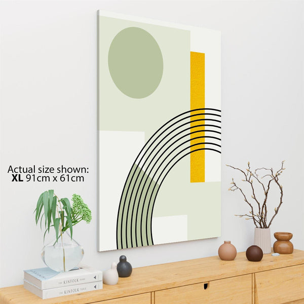 Abstract Sage Green Yellow Geometric Design Canvas Art Prints