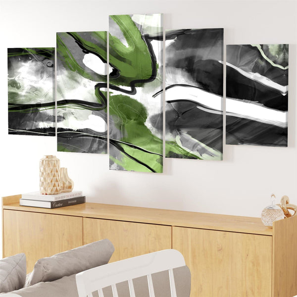 Abstract Lime Green Black Graphic Canvas Art Prints