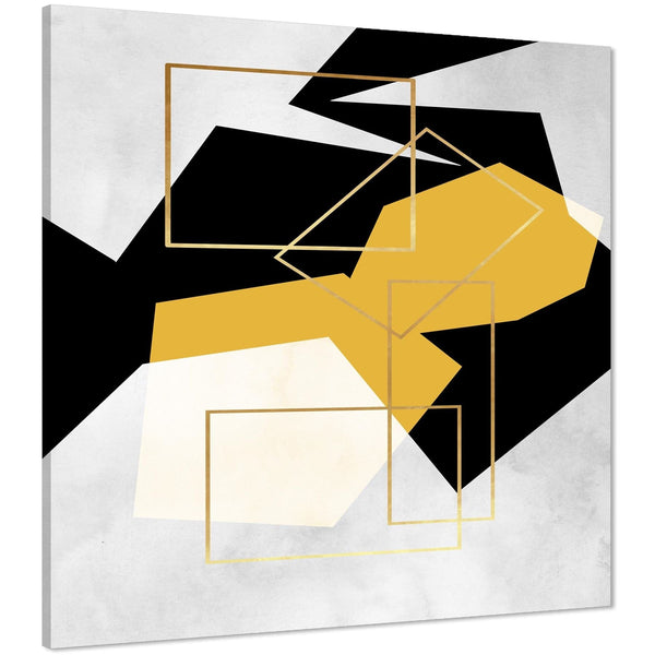 Mustard Yellow Black Geometric Canvas Art Pictures