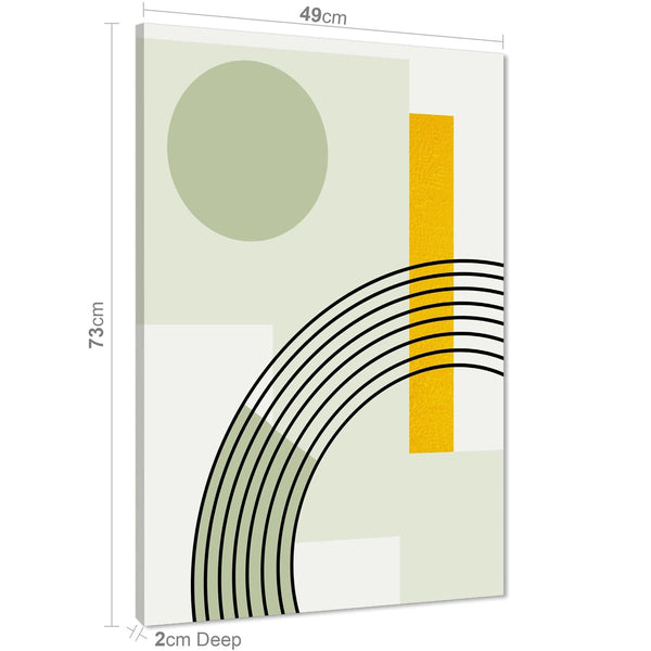 Abstract Sage Green Yellow Geometric Design Canvas Art Prints