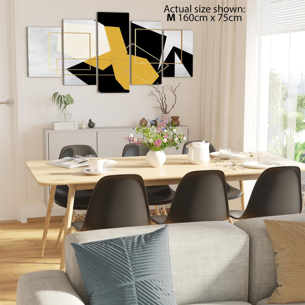 Mustard Yellow Black Geometric Canvas Art Pictures