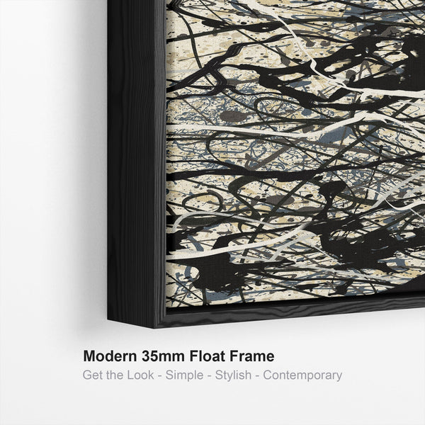 Neutral Wall Art for Living Room - Set of 3 Abstract Pictures Jackson Pollock Style - 2m Wide
