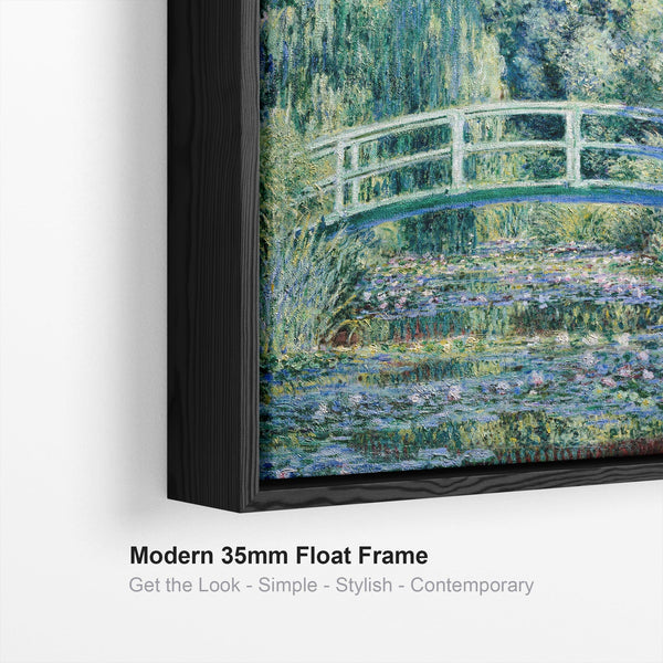 Claude Monet Framed Canvas Wall Art - Japanese Bridge Water Lilies - XL Large 100cm x 100cm