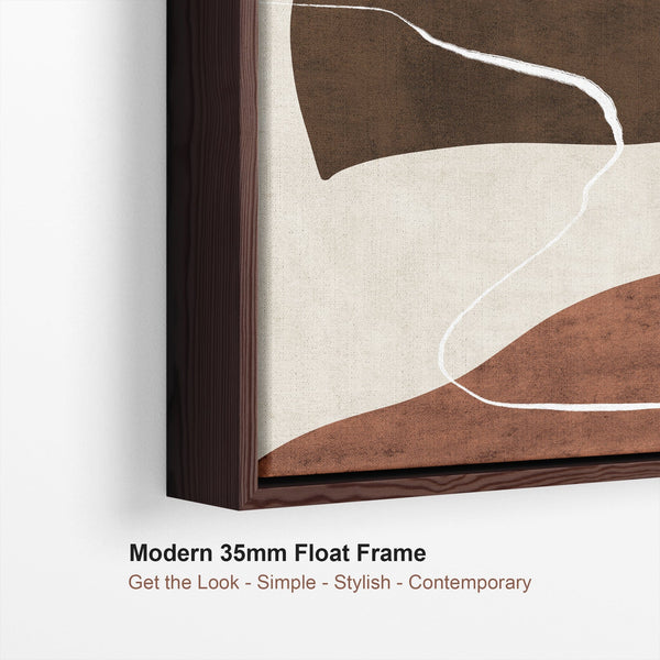 Extra Large Set of 3 Framed Wall Art for Living Room - Abstract Brown Canvas