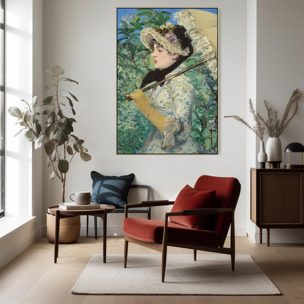 Edouard Manet Framed Canvas Artwork Print Jeanne Spring Portrait 1881