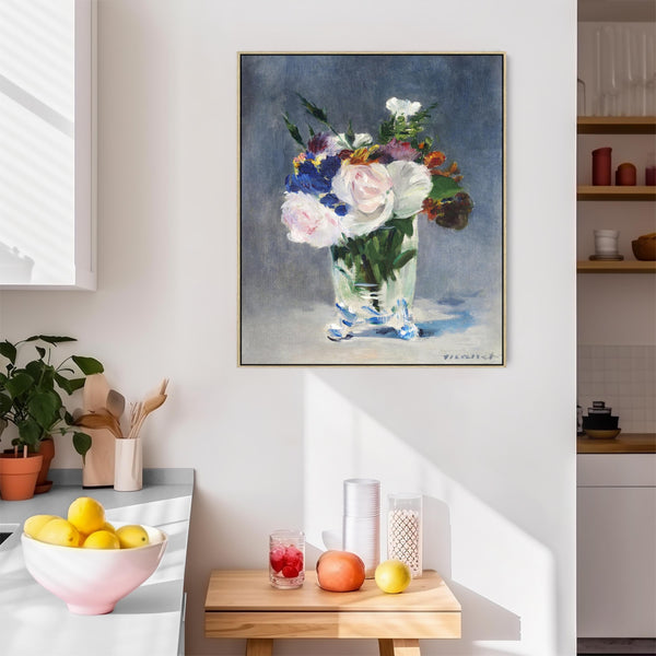 Edouard Manet Framed Artwork Print on Canvas Flowers in a Crystal Vase