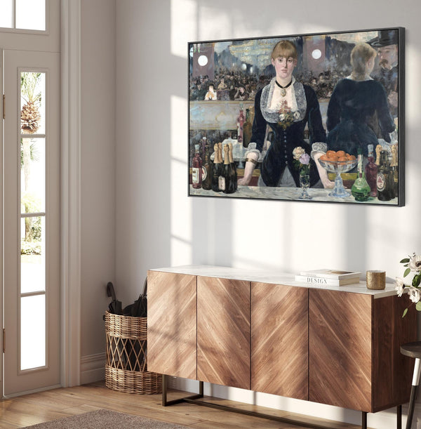 Edouard Manet Framed Wall Art Canvas Print Bar at the Folies Bergere