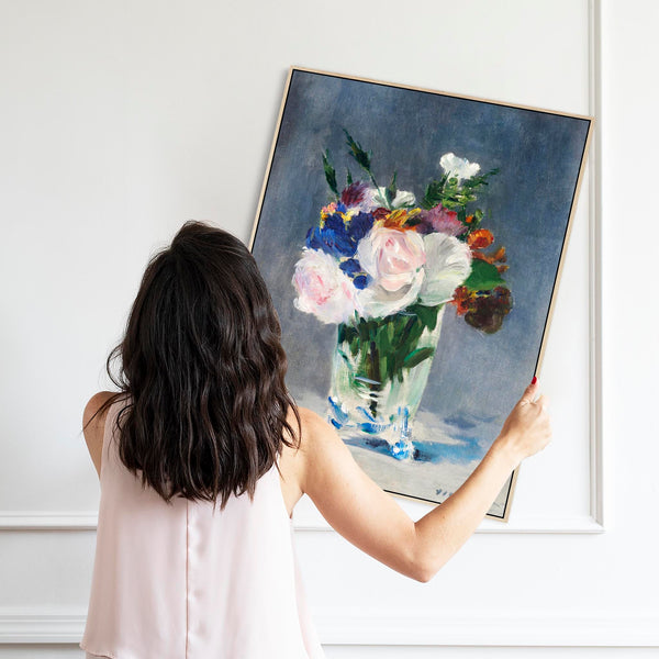 Edouard Manet Framed Artwork Print on Canvas Flowers in a Crystal Vase