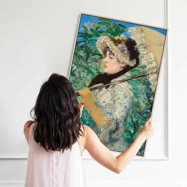 Edouard Manet Framed Canvas Artwork Print Jeanne Spring Portrait 1881