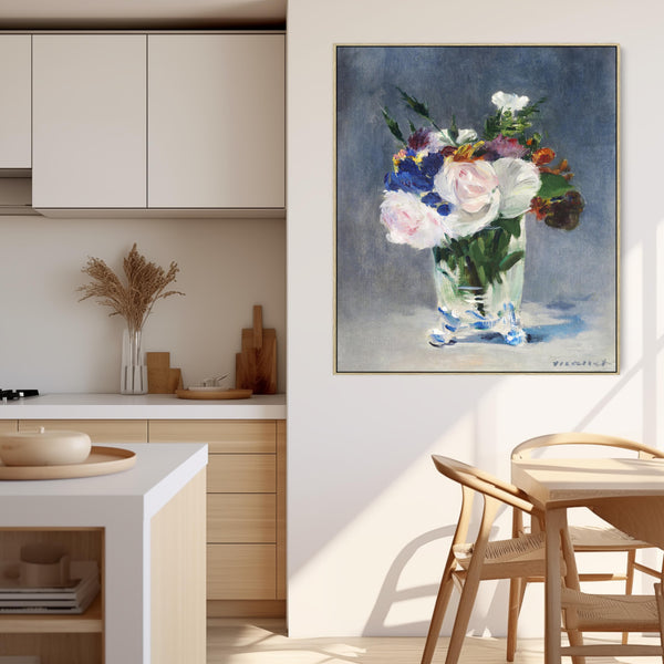 Edouard Manet Framed Artwork Print on Canvas Flowers in a Crystal Vase
