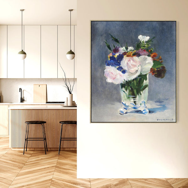 Edouard Manet Framed Artwork Print on Canvas Flowers in a Crystal Vase