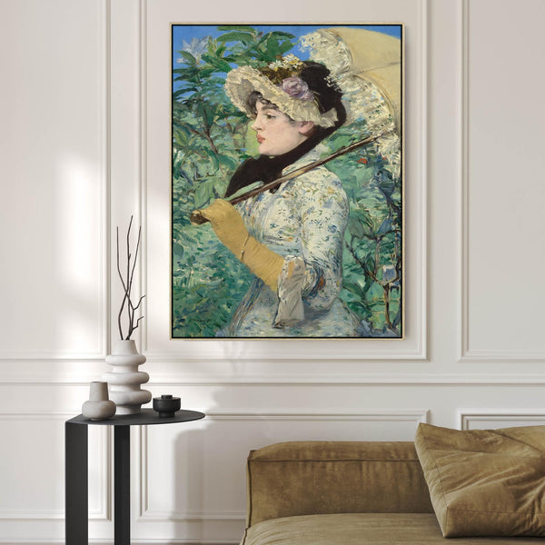 Edouard Manet Framed Canvas Artwork Print Jeanne Spring Portrait 1881