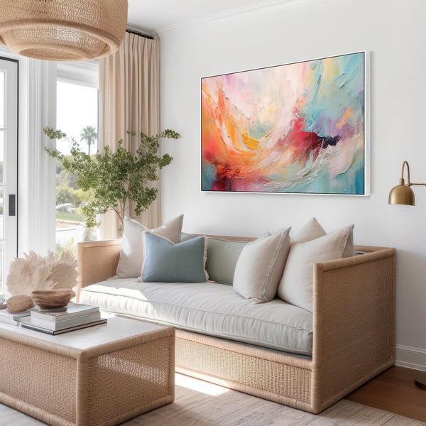 Bright Abstract Colourful Framed Wall Art Modern Canvas