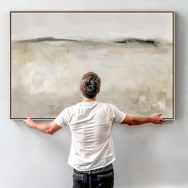 Neutral Framed Canvas Wall Art Prints for Living Room - Beige - 2084