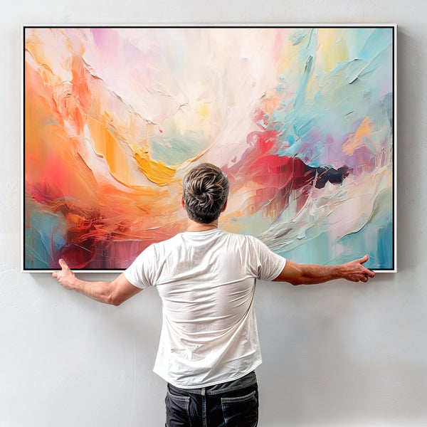 Bright Abstract Colourful Framed Wall Art Modern Canvas