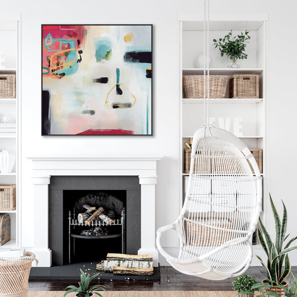 Large Colourful Wall Art for Living Room - Modern Framed Abstract