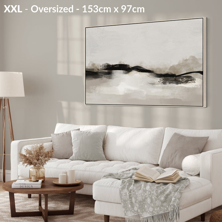 Neutral Wall Art Prints - Framed Canvas for Living Room - Beige - 2083 - FF2083-N-S
