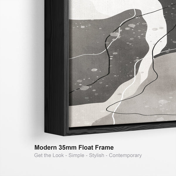 Large Grey Wall Art for Living Room - XL Set of 3 Framed Canvas Pictures