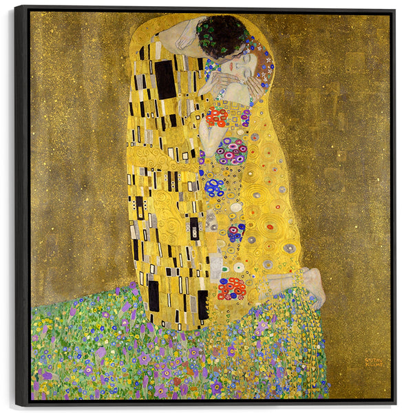 Gustav Klimt Canvas - The Kiss - Large Framed Print from Famous Painting