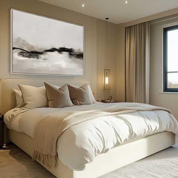 Neutral Wall Art Prints - Framed Canvas for Living Room - Beige - 2083