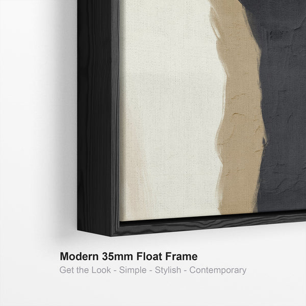 Large Set of 3 Wall Art For Living Room - Framed Abstract Black Cream