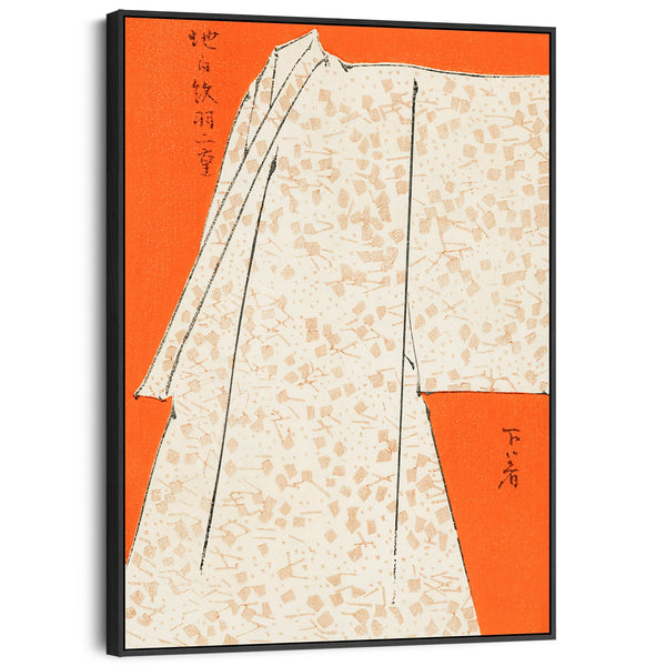 Large Orange Abstract Wall Art Framed Japanese Robe Canvas Print