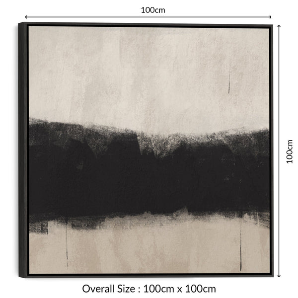 Large Neutral Black Wall Art for Living Room - Framed Canvas Artwork