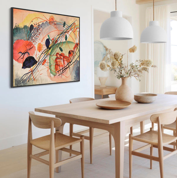 Large Multi Coloured Wassily Kandinsky Abstract Wall Art Framed Canvas Print of Watercolour no6 Painting