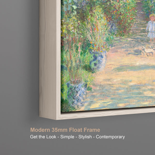 Artists Garden at Vetheuil Wall Art Framed Canvas Print of Claude Monet Painting