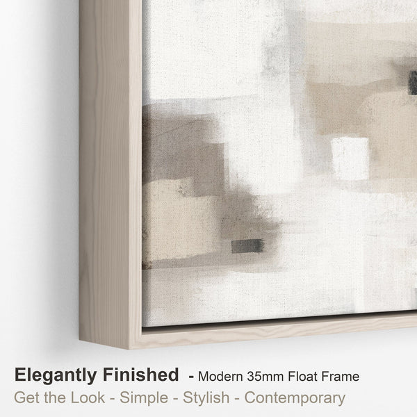Neutral Wall Art Prints - Framed Canvas for Living Room - Beige - 2085