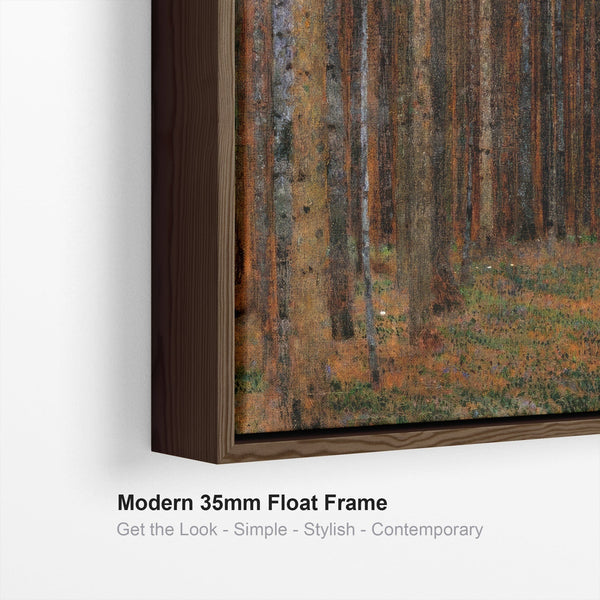 Large Gustav Klimt Tannenwald Framed Forest Wall Art Canvas of Fir Trees - 100cm x 100cm