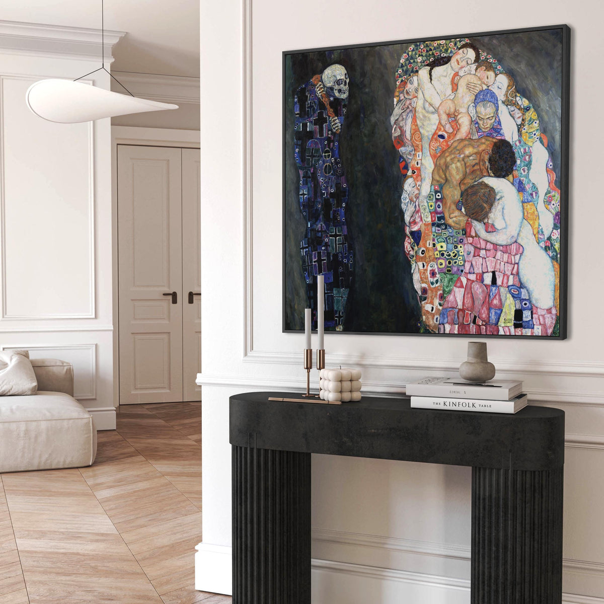 Large Colourful Gustav Klimt Wall Art Framed Canvas Print of Death and ...