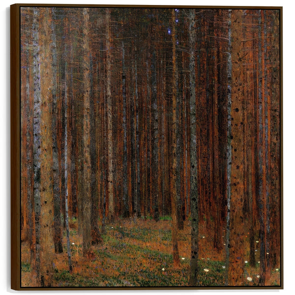 Large Gustav Klimt Tannenwald Framed Forest Wall Art Canvas of Fir Trees - 100cm x 100cm