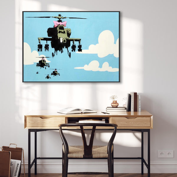 Large Banksy Framed Canvas Art Print - Happy Choppers