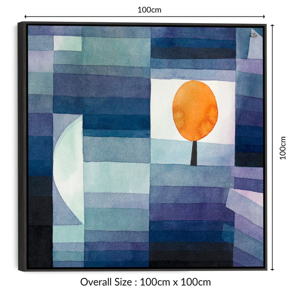 Large Paul Klee Abstract Canvas in Blue Orange - Framed Print Harbinger of Autumn