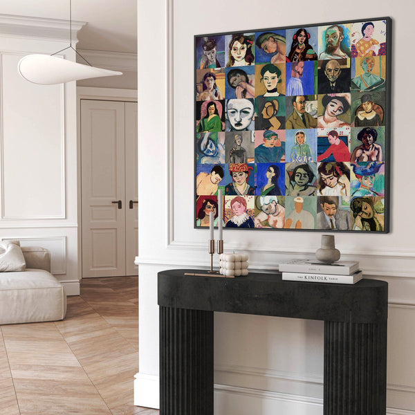 Large Henri Matisse Framed Wall Art Print on Canvas - Colourful 100cm x 100cm Collage
