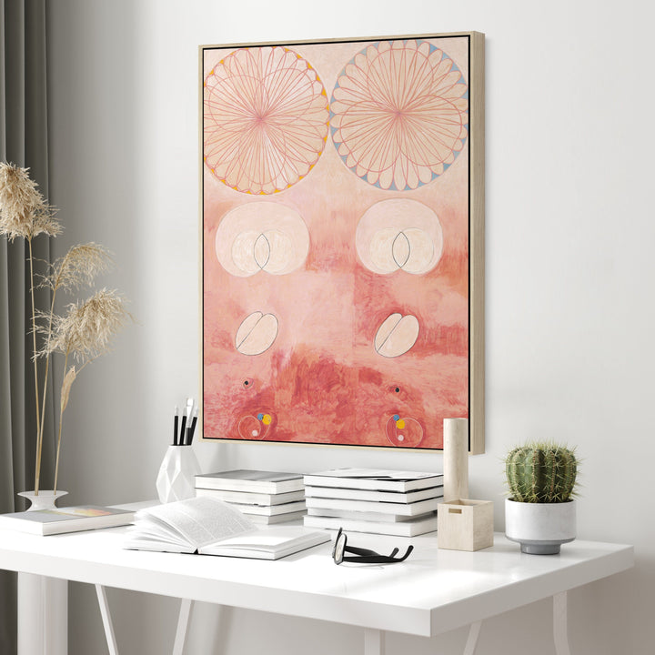 Hilma AF Klint Pink Abstract Wall Art Framed Canvas Print of No9 Old Age Painting - FFp-2189-N-S