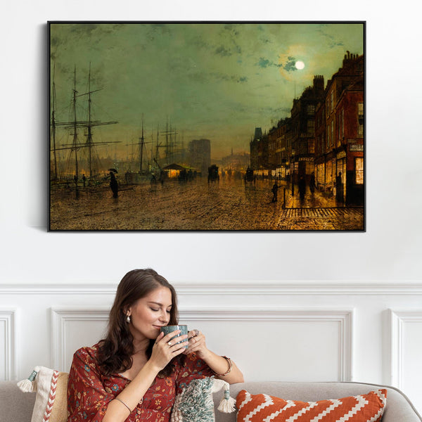 John Atkinson Grimshaw Framed Artwork Print on Canvas Glasgow