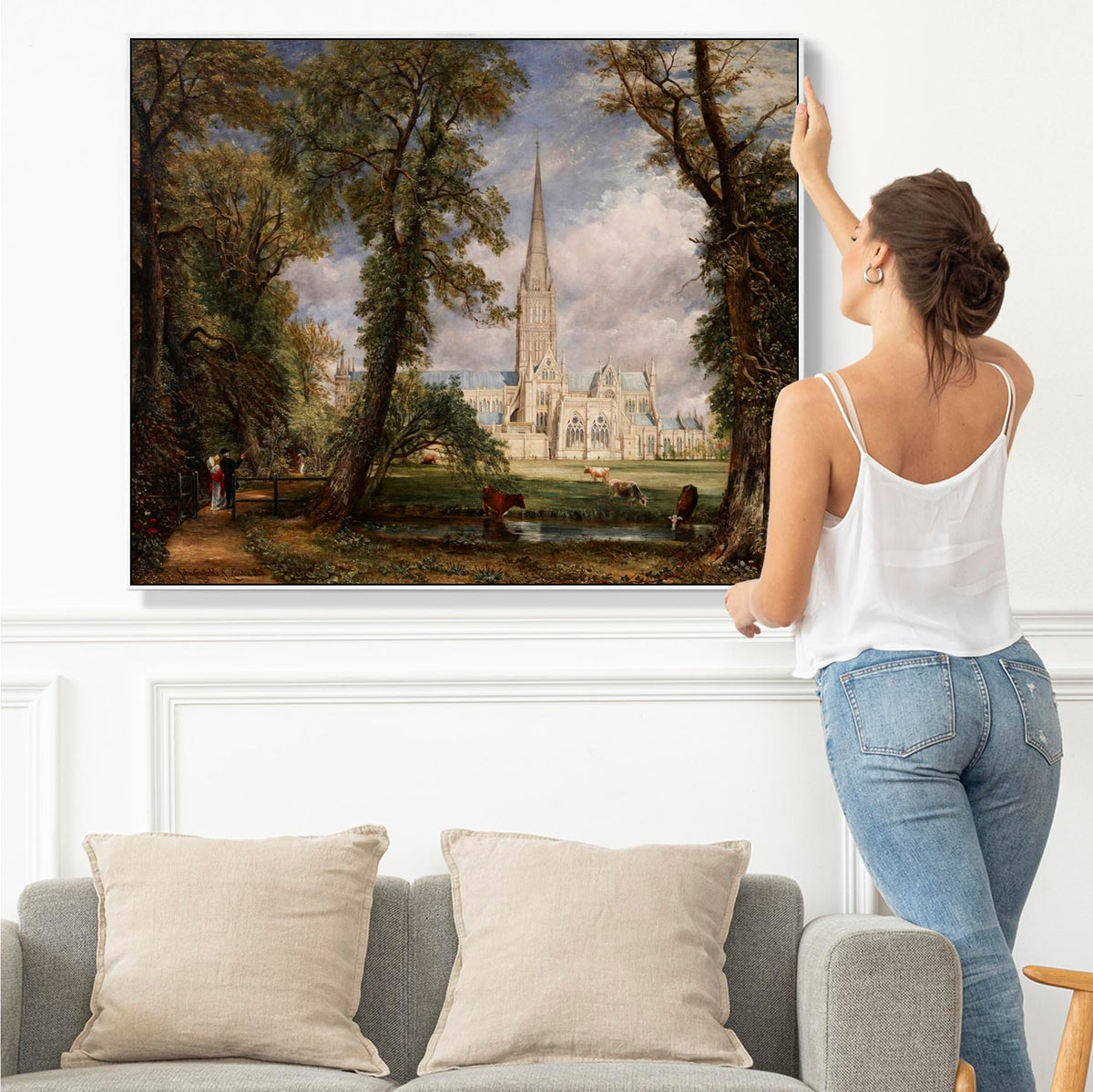 John Constable - Framed Wall Art Print Canvas Picture - Salisbury Cath