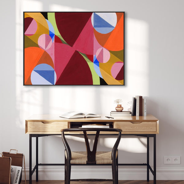 Joseph Schillinger Multi-Coloured Abstract Framed Canvas Wall Art Print Area Broken by Perpendiculars