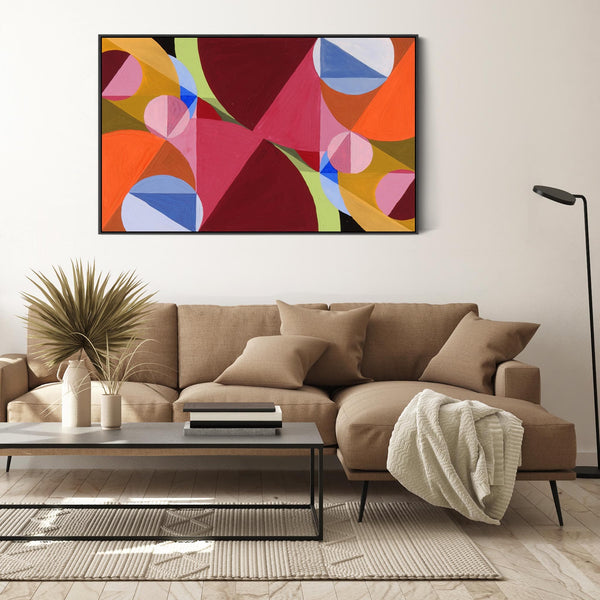 Joseph Schillinger Multi-Coloured Abstract Framed Canvas Wall Art Print Area Broken by Perpendiculars
