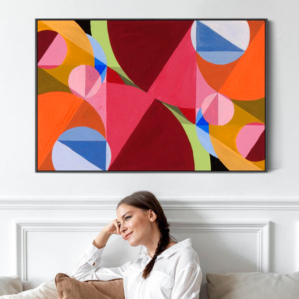 Joseph Schillinger Multi-Coloured Abstract Framed Canvas Wall Art Print Area Broken by Perpendiculars