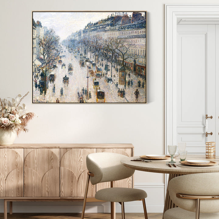 Large Camille Pissarro Wall Art Framed Canvas Print of Boulevard Montmartre Paris Painting - FFob-2206-N-L