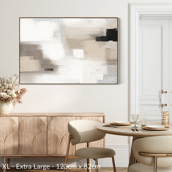 Neutral Wall Art Prints - Framed Canvas for Living Room - Beige - 2085