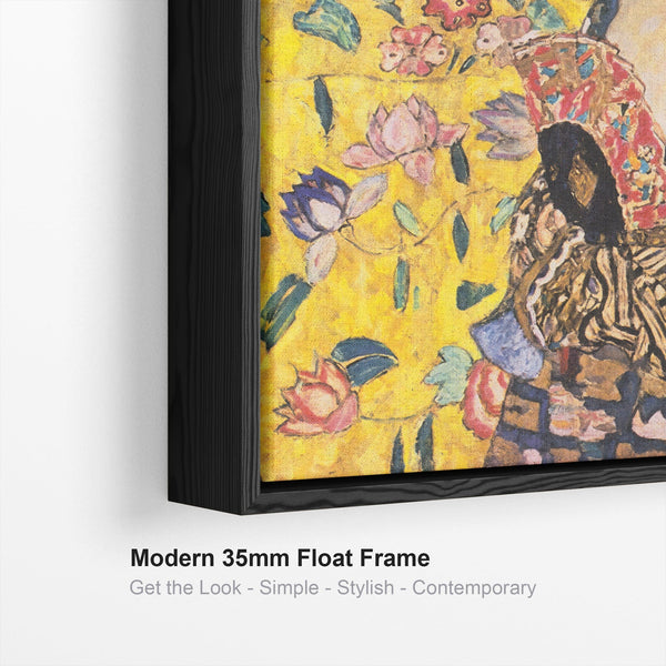 Large Gustav Klimt Framed Wall Art Canvas - Lady with Fan - 100cm x 100cm